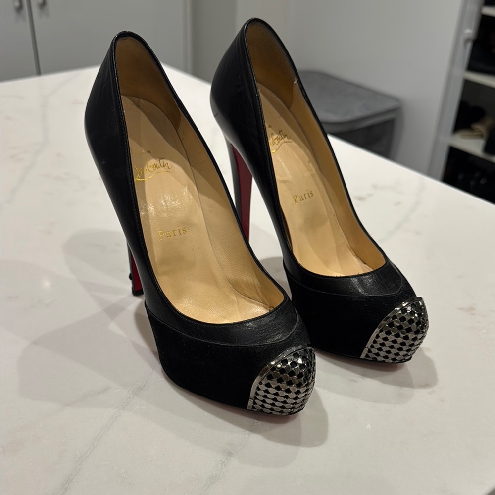 Christian Louboutin Black Pumps with Silver Accents